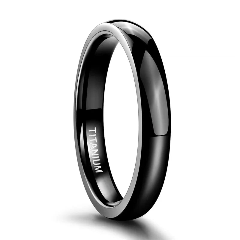 Titanium Classic Band Ring | Men & Women | Black & Silver | 2-8mm Width