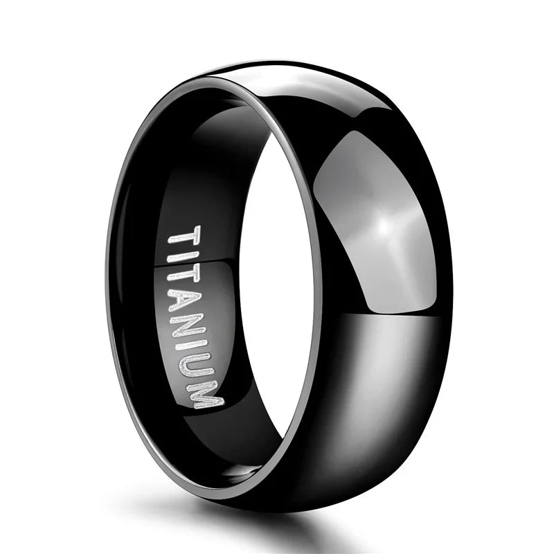 Titanium Classic Band Ring | Men & Women | Black & Silver | 2-8mm Width