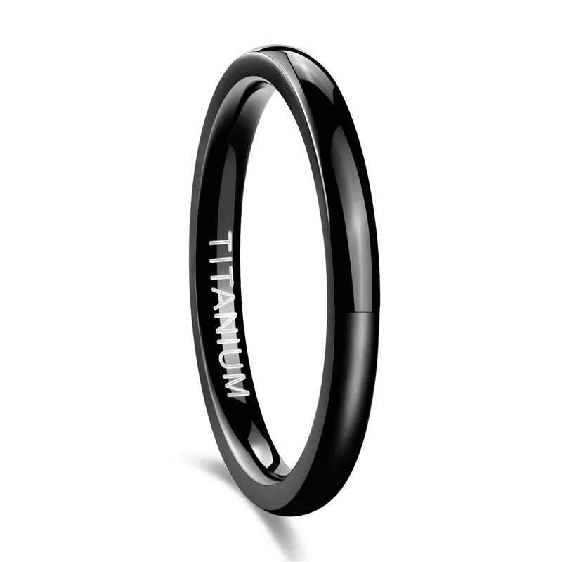Titanium Classic Band Ring | Men & Women | Black & Silver | 2-8mm Width