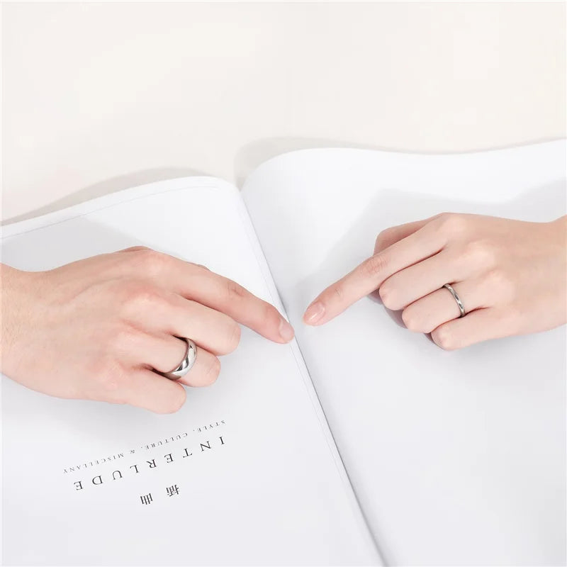 Titanium Classic Band Ring | Men & Women | Black & Silver | 2-8mm Width