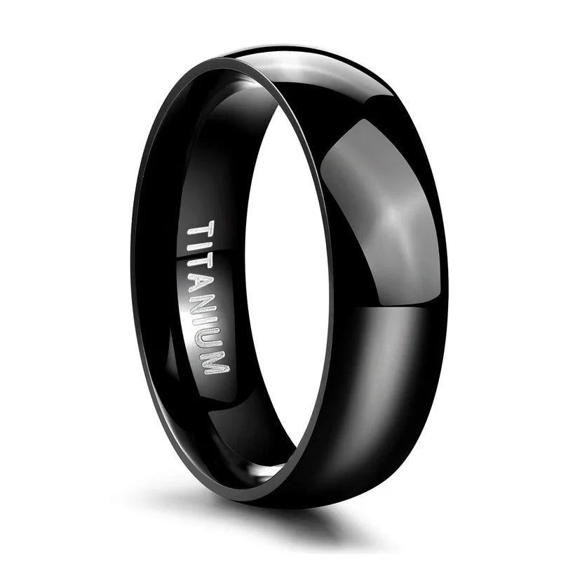Titanium Classic Band Ring | Men & Women | Black & Silver | 2-8mm Width