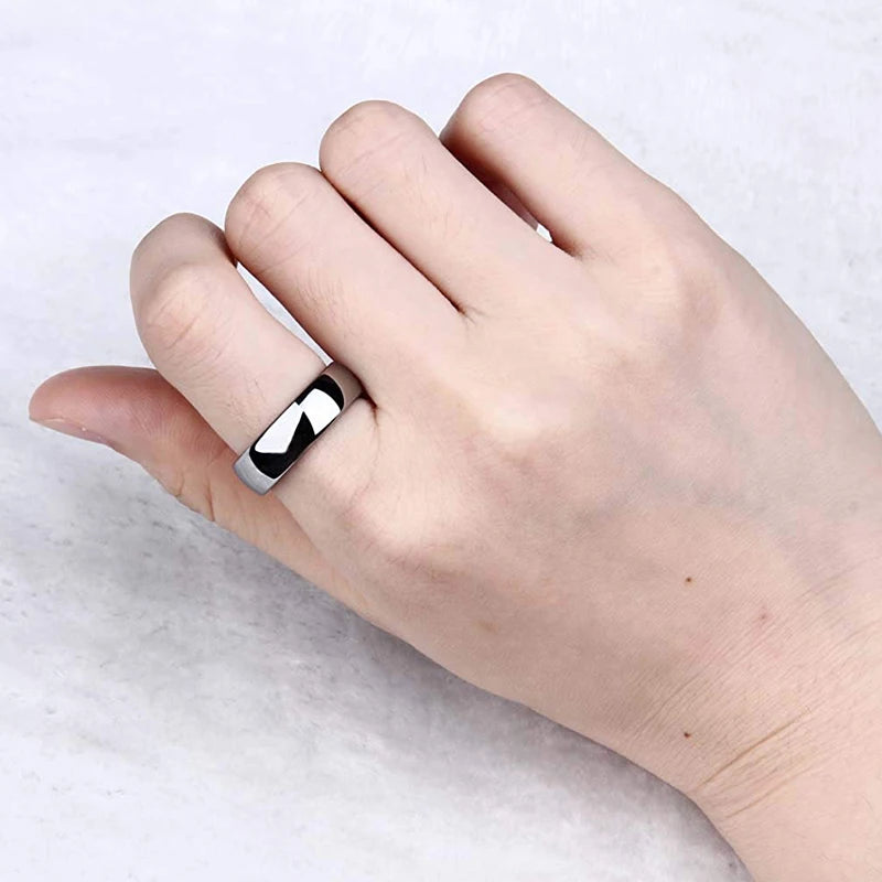 Titanium Classic Band Ring | Men & Women | Black & Silver | 2-8mm Width