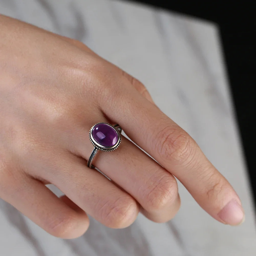 Anello Ametista Naturale | Argento 925 | Gioiello Vintage Luxury