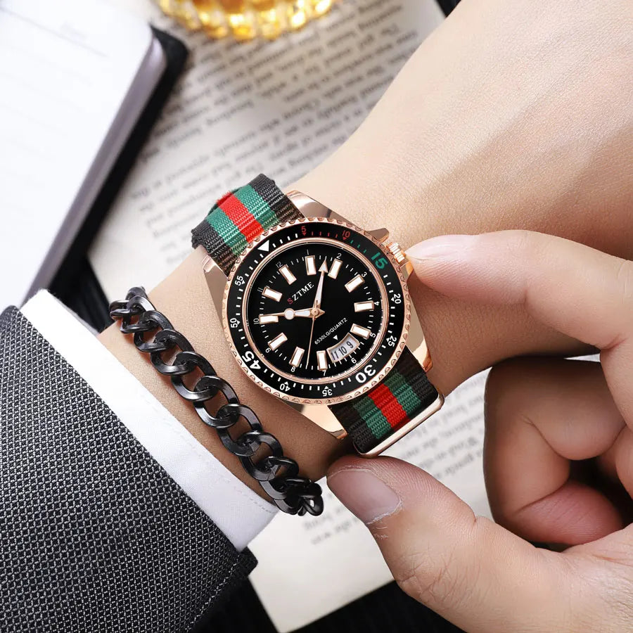 Orologio Quarzo Uomo/Donna – Cinturino Nylon con Calendario