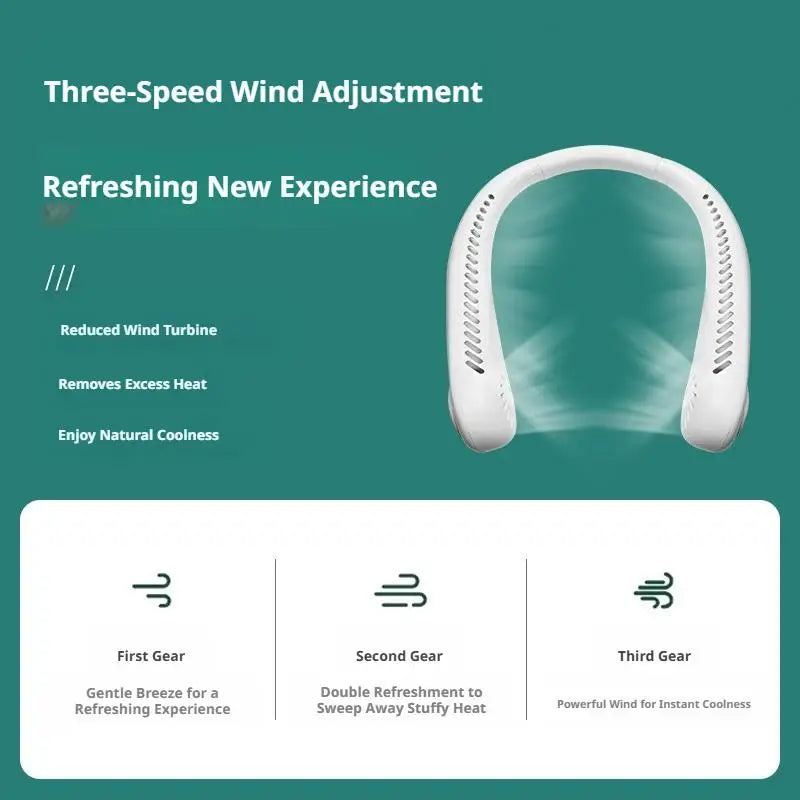 Ventilatore da Collo Bladeless Portatile – Ricarica USB | Cooling 360°