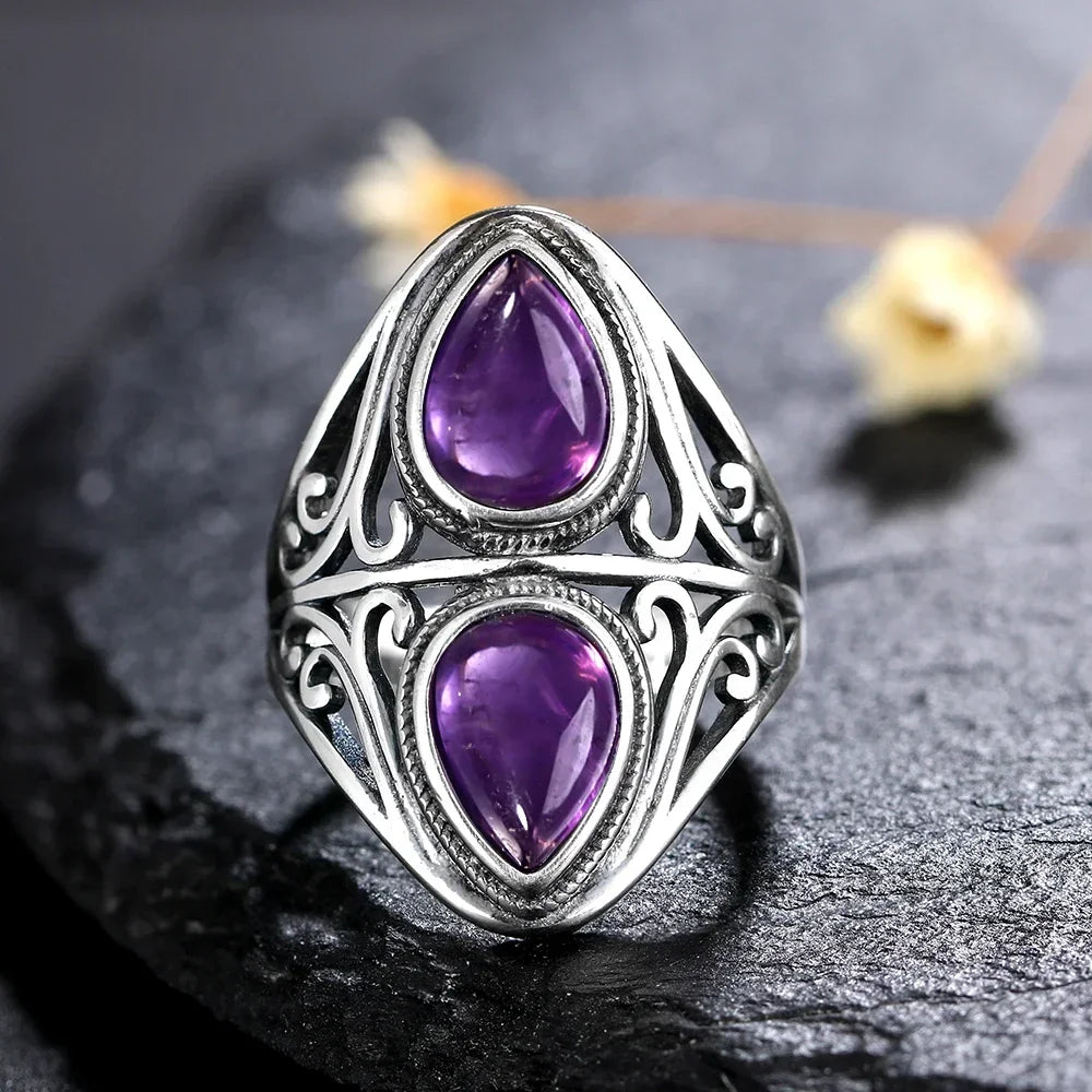 Anello Ametista Naturale | Argento 925 | Gioiello Vintage Luxury