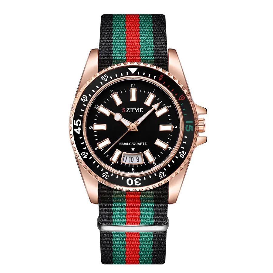Orologio Quarzo Uomo/Donna – Cinturino Nylon con Calendario