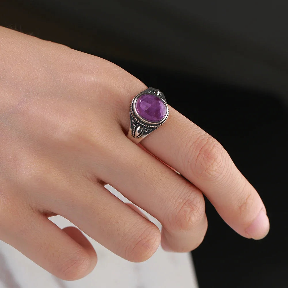 Anello Ametista Naturale | Argento 925 | Gioiello Vintage Luxury