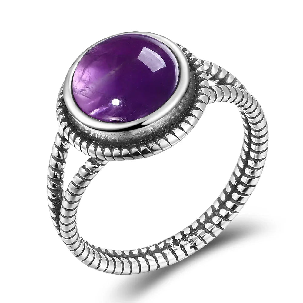 Anello Ametista Naturale | Argento 925 | Gioiello Vintage Luxury
