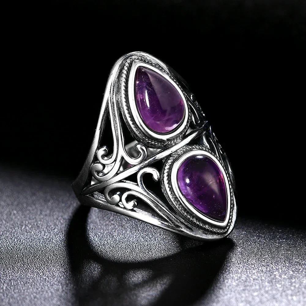 Anello Ametista Naturale | Argento 925 | Gioiello Vintage Luxury