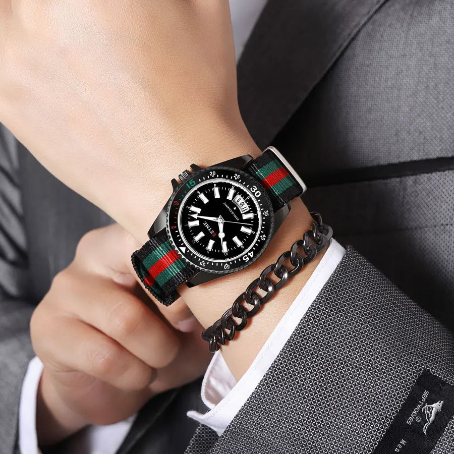 Orologio Quarzo Uomo/Donna – Cinturino Nylon con Calendario