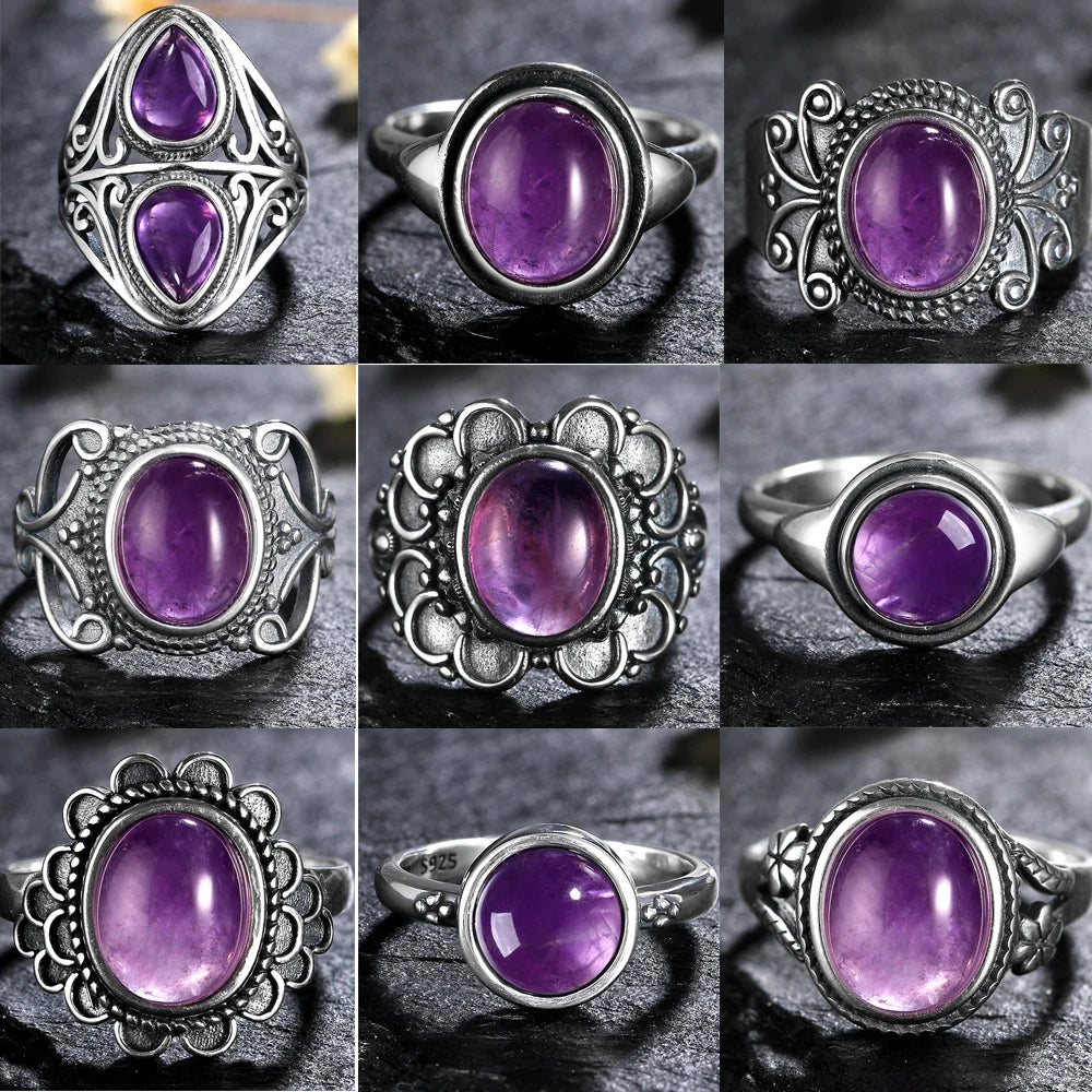 Anello Ametista Naturale | Argento 925 | Gioiello Vintage Luxury