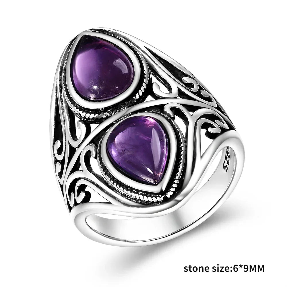 Anello Ametista Naturale | Argento 925 | Gioiello Vintage Luxury
