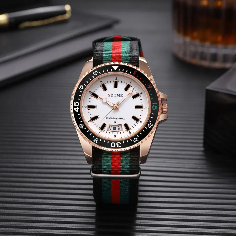 Orologio Quarzo Uomo/Donna – Cinturino Nylon con Calendario