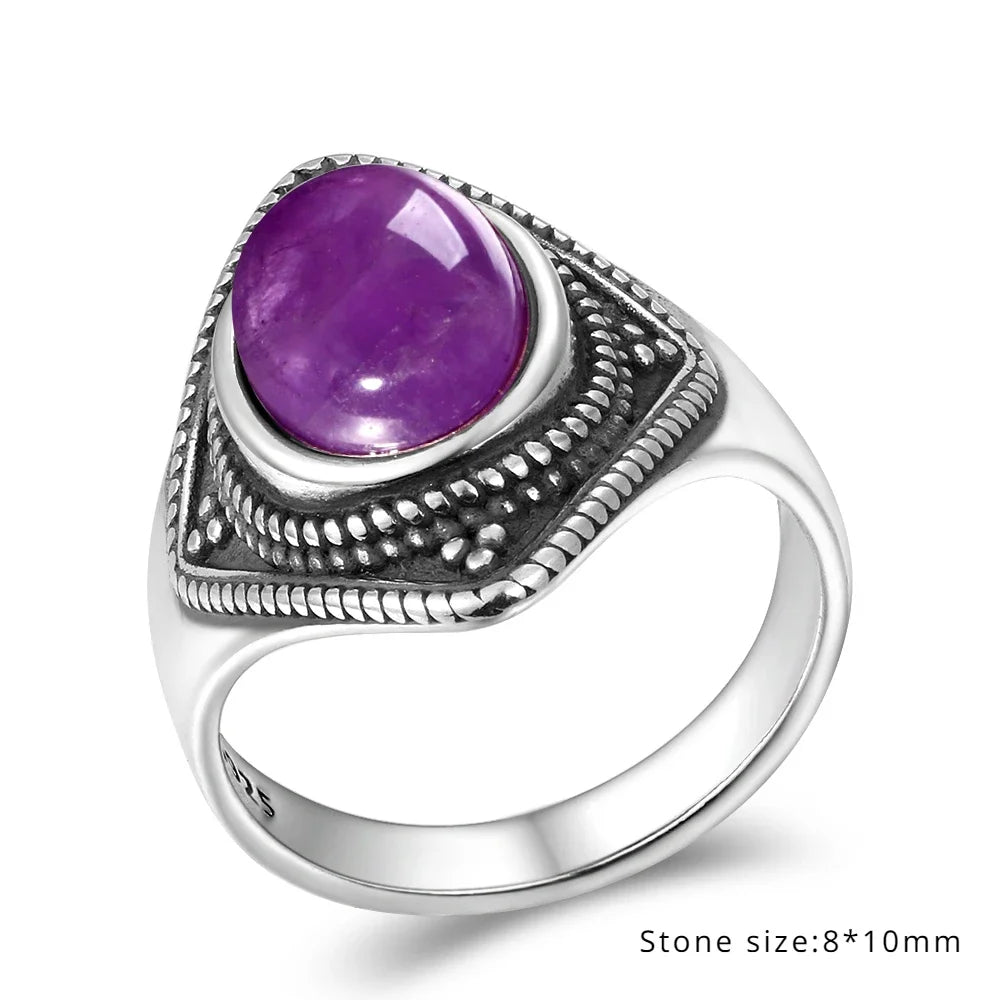 Anello Ametista Naturale | Argento 925 | Gioiello Vintage Luxury