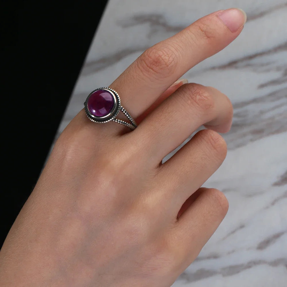 Anello Ametista Naturale | Argento 925 | Gioiello Vintage Luxury