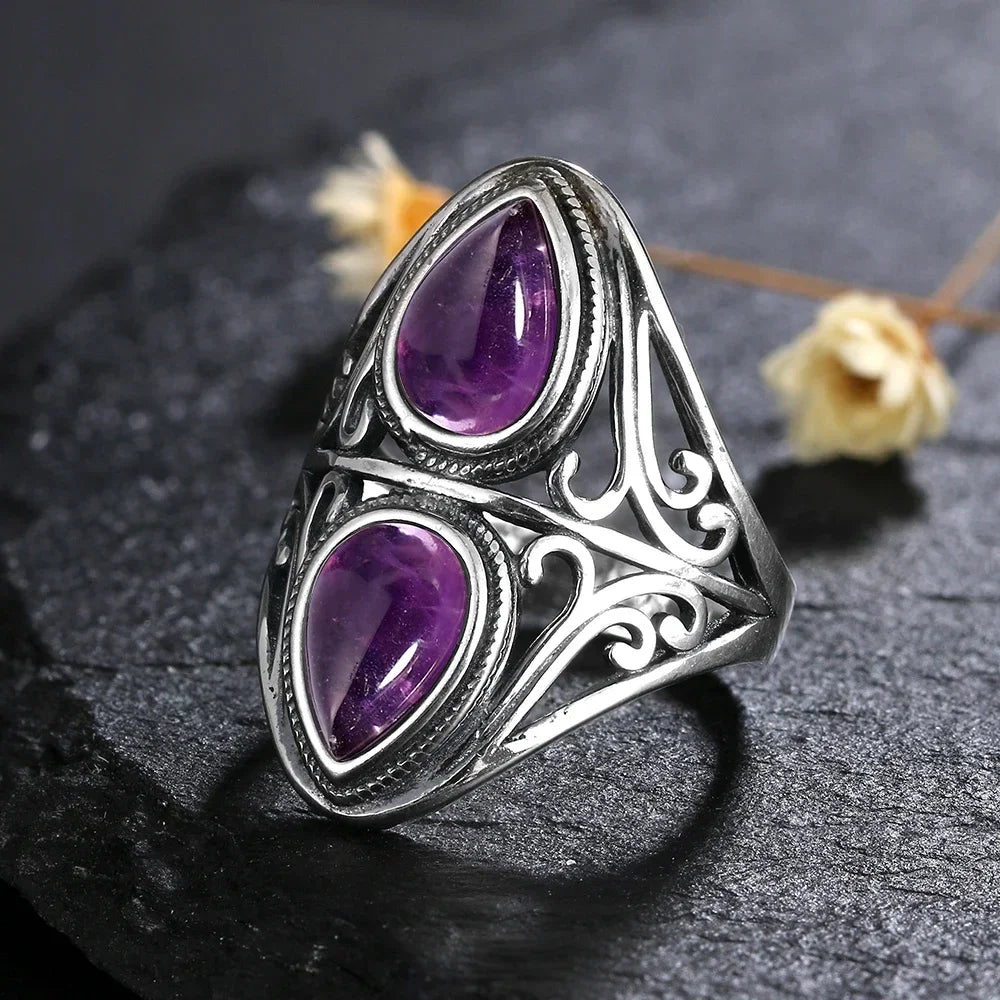 Anello Ametista Naturale | Argento 925 | Gioiello Vintage Luxury