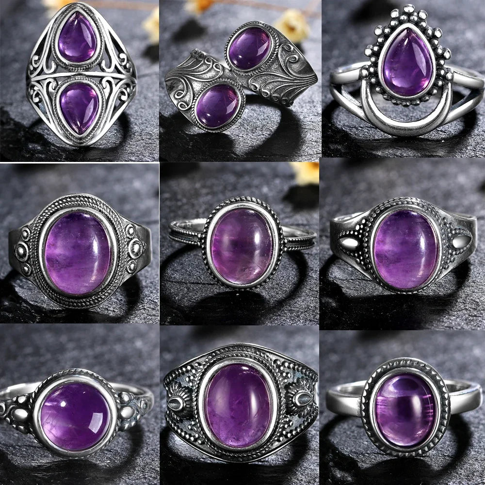 Anello Ametista Naturale | Argento 925 | Gioiello Vintage Luxury