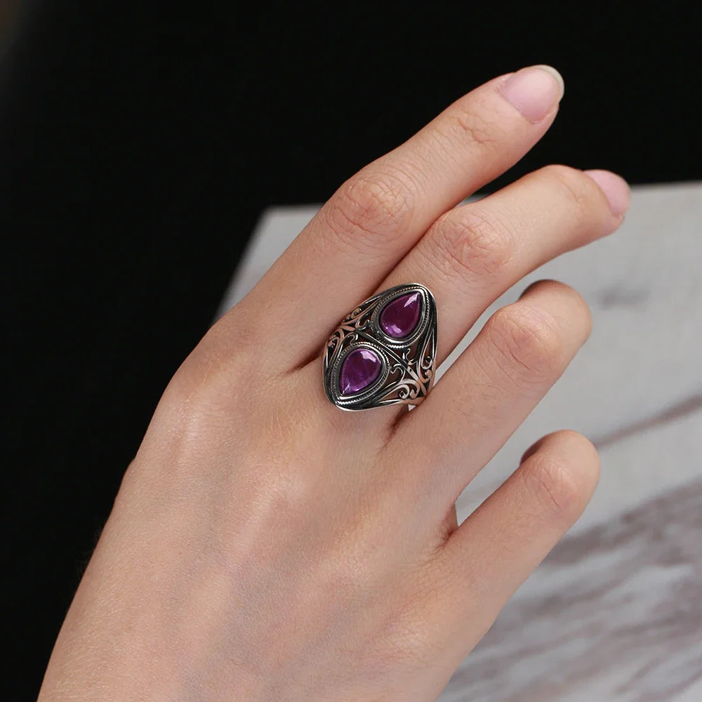 Anello Ametista Naturale | Argento 925 | Gioiello Vintage Luxury