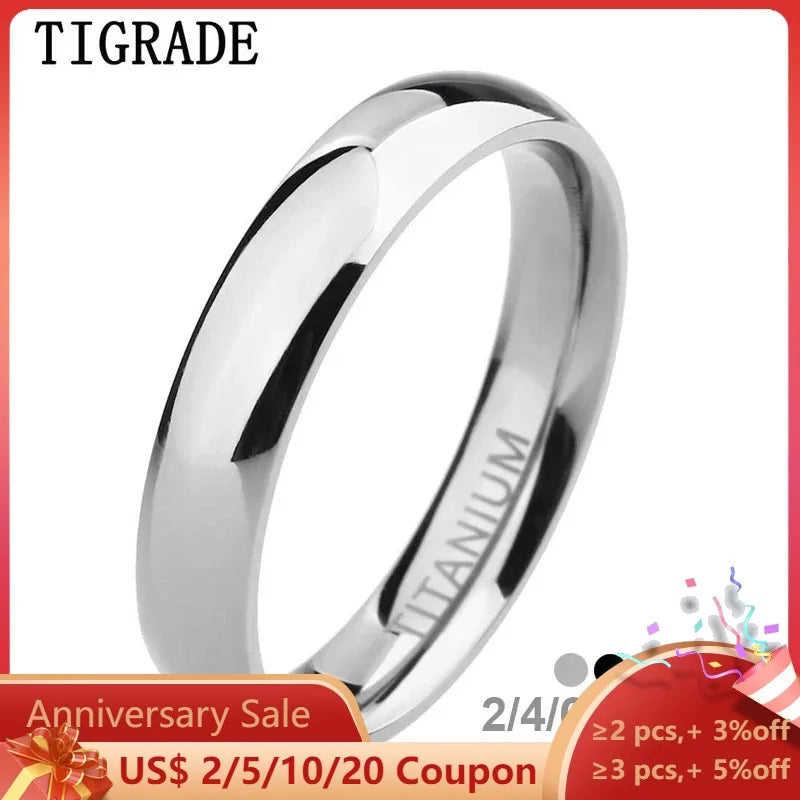 Titanium Classic Band Ring | Men & Women | Black & Silver | 2-8mm Width
