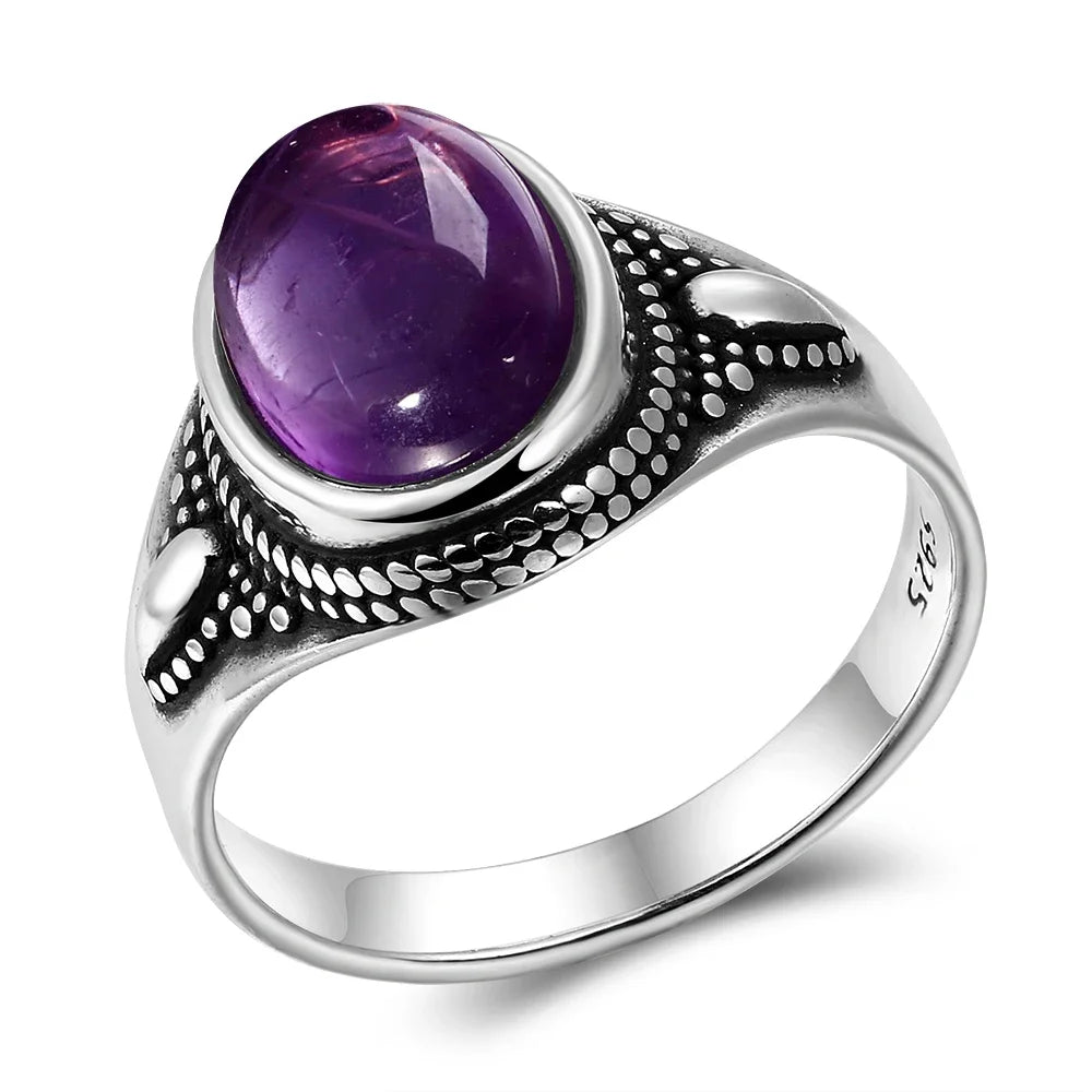 Anello Ametista Naturale | Argento 925 | Gioiello Vintage Luxury