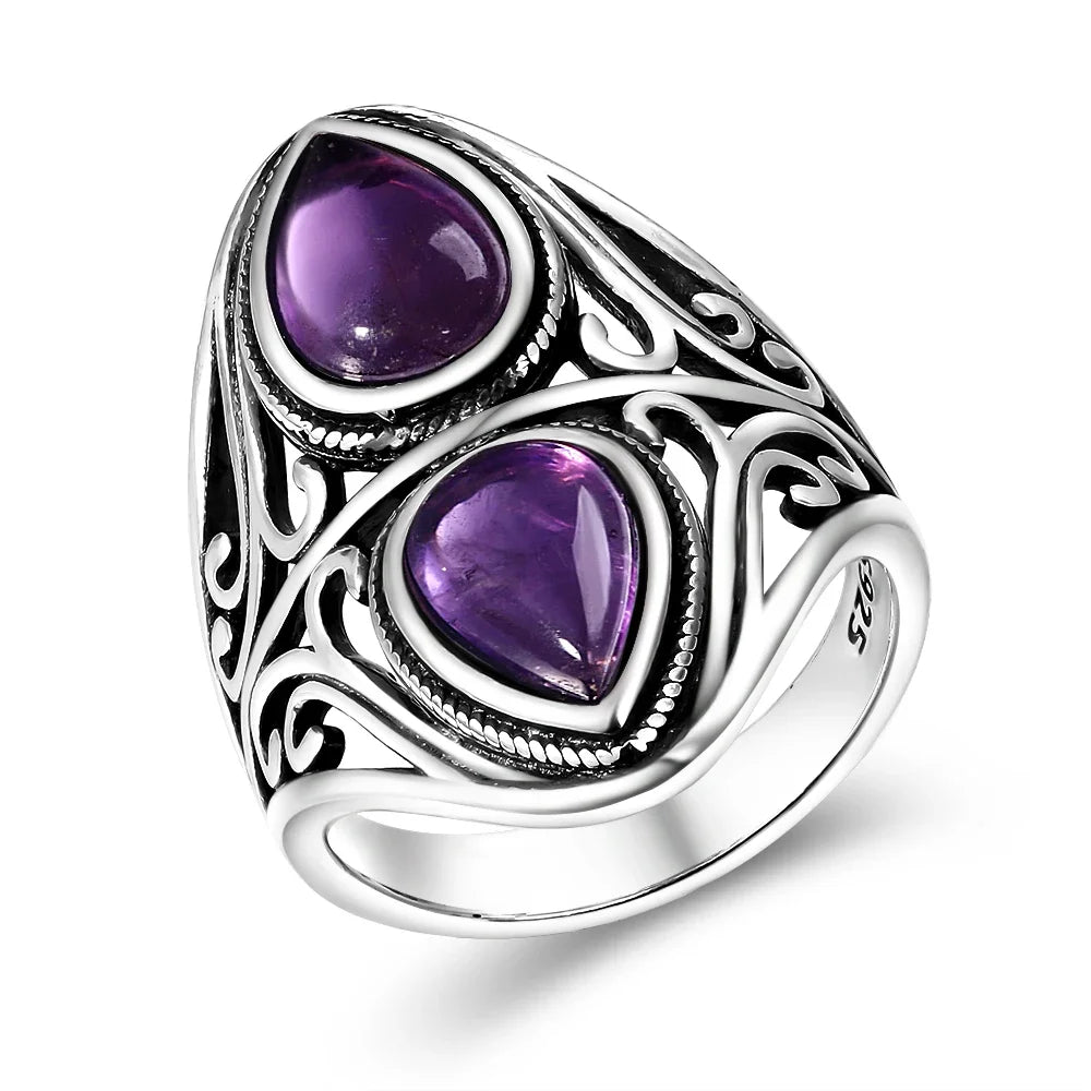 Anello Ametista Naturale | Argento 925 | Gioiello Vintage Luxury
