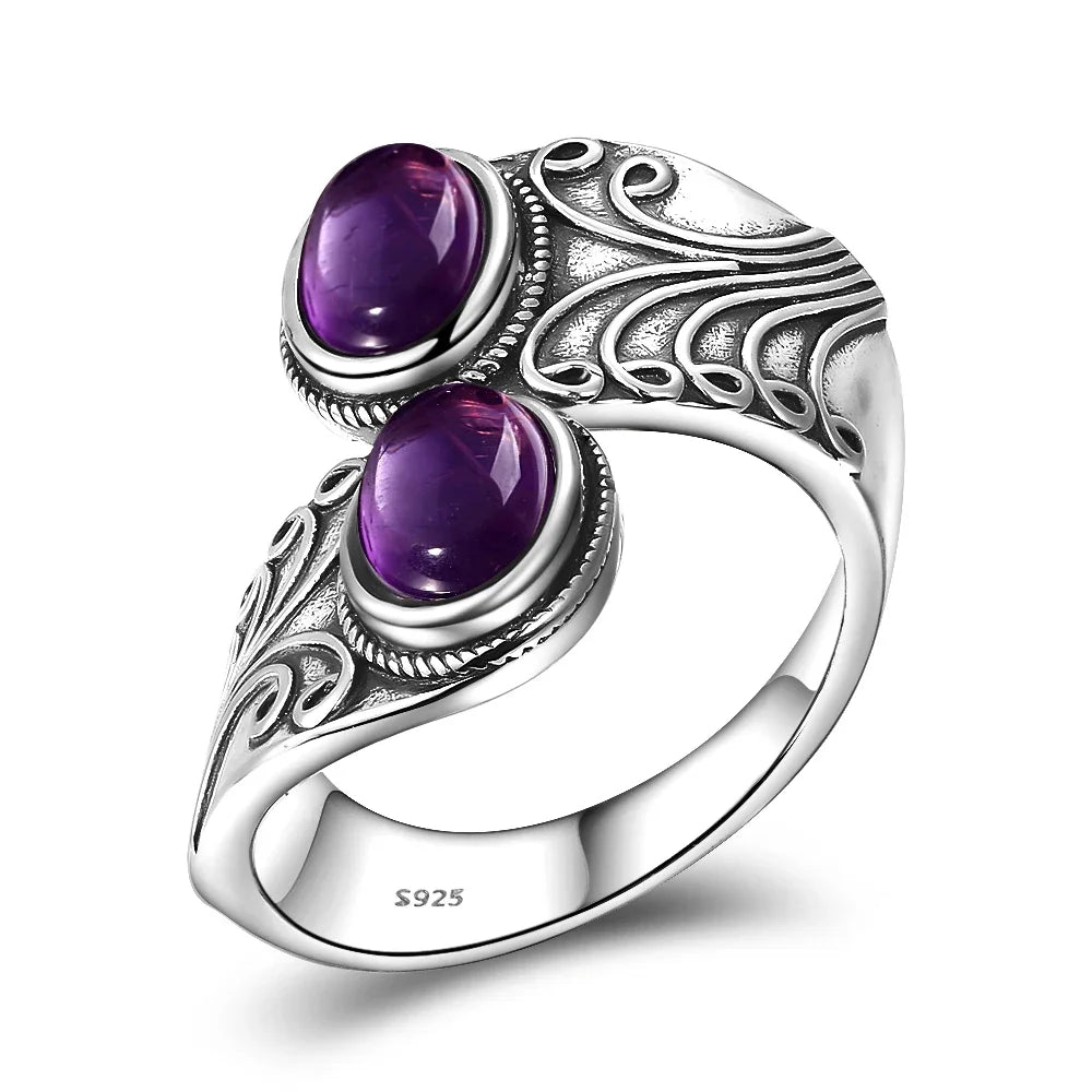 Anello Ametista Naturale | Argento 925 | Gioiello Vintage Luxury