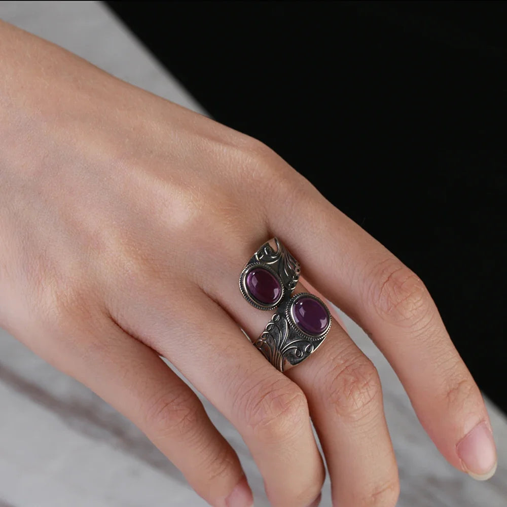 Anello Ametista Naturale | Argento 925 | Gioiello Vintage Luxury
