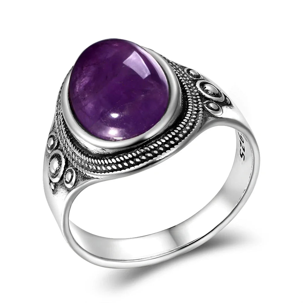 Anello Ametista Naturale | Argento 925 | Gioiello Vintage Luxury