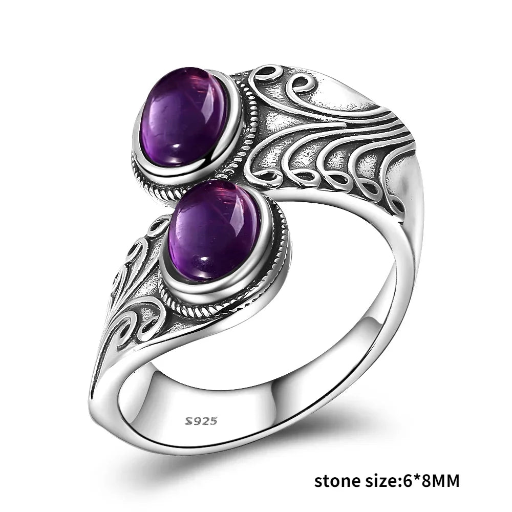 Anello Ametista Naturale | Argento 925 | Gioiello Vintage Luxury