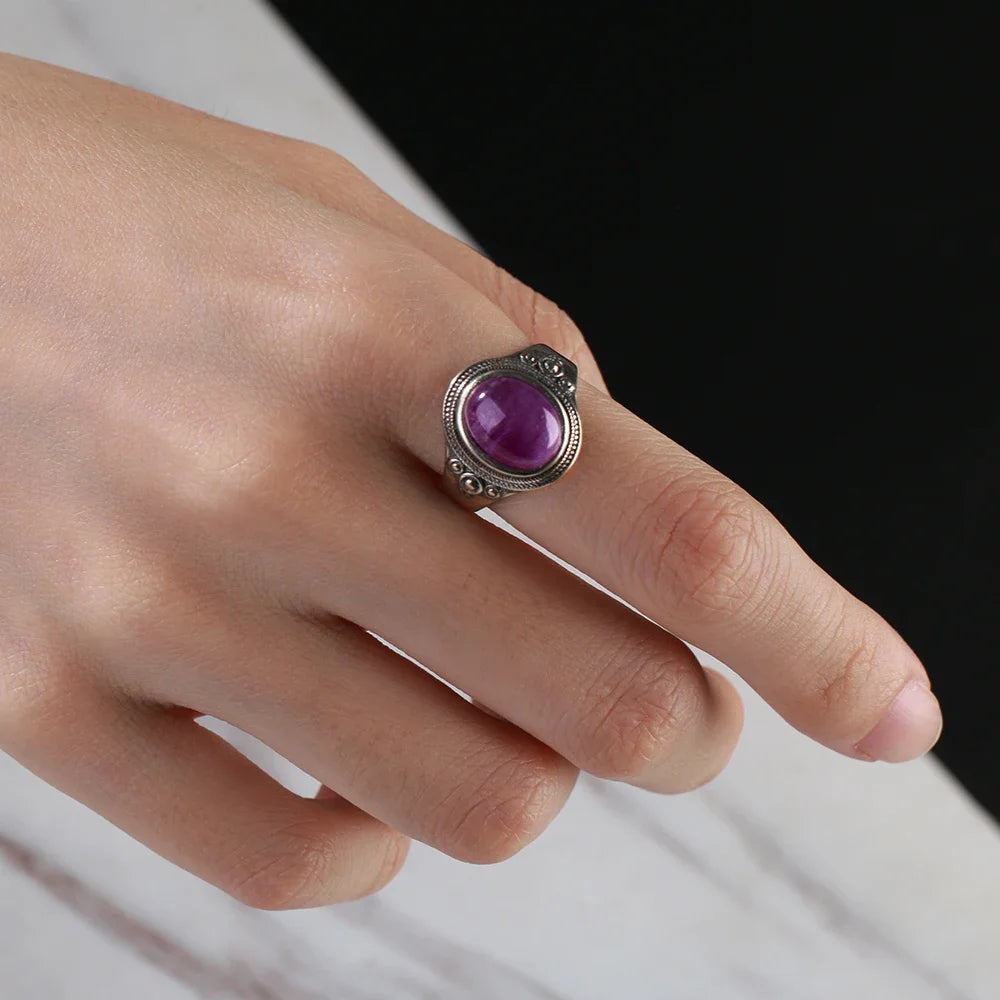 Anello Ametista Naturale | Argento 925 | Gioiello Vintage Luxury