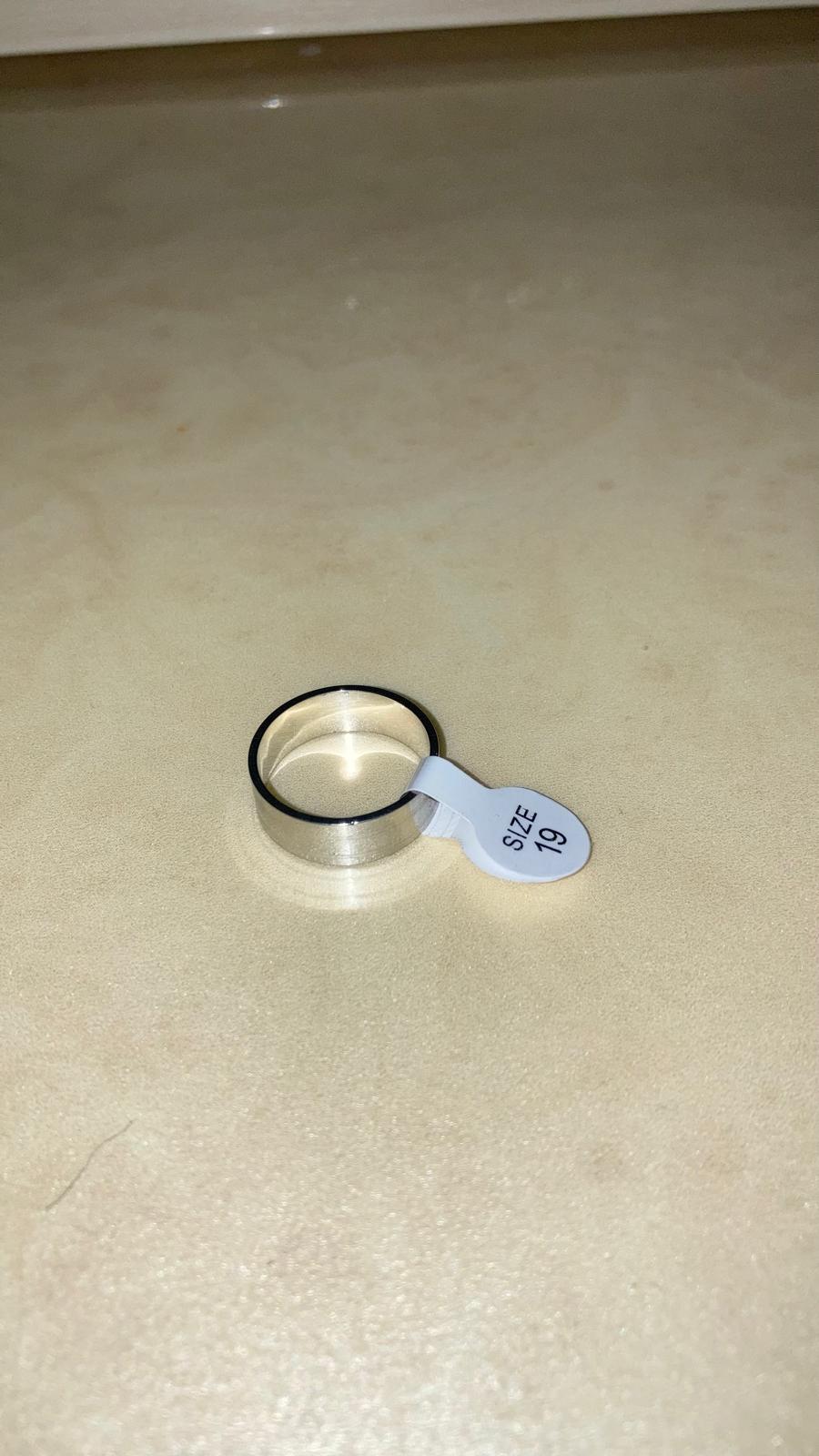 Anello Argento Fascia Larga Bordo Nero Taglia 19