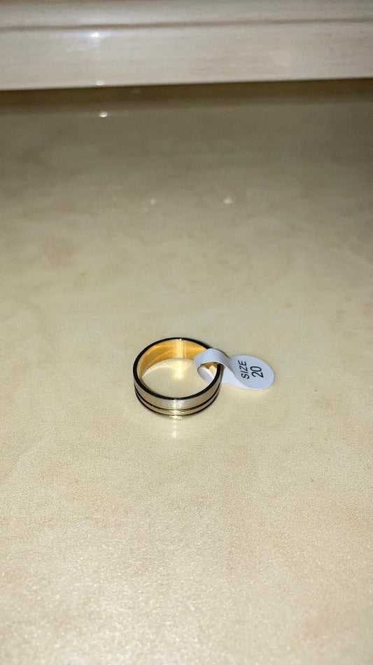 Anello Bicolore Oro e Nero con Scanalature Taglia 20